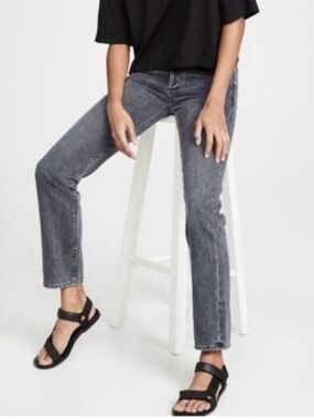 Goldsign Denim Benefit High Rise Relaxed Straight Jeans Button Fly Minimalist 24